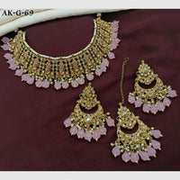 Amoliya Jewels Gold Plated Crystal Stone And Pearls Necklace Set