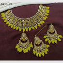 Amoliya Jewels Gold Plated Crystal Stone And Pearls Necklace Set