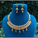 Amoliya Jewels Gold Plated Pota Stone Necklace Set
