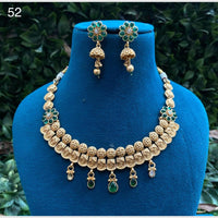 Amoliya Jewels Gold Plated Pota Stone Necklace Set