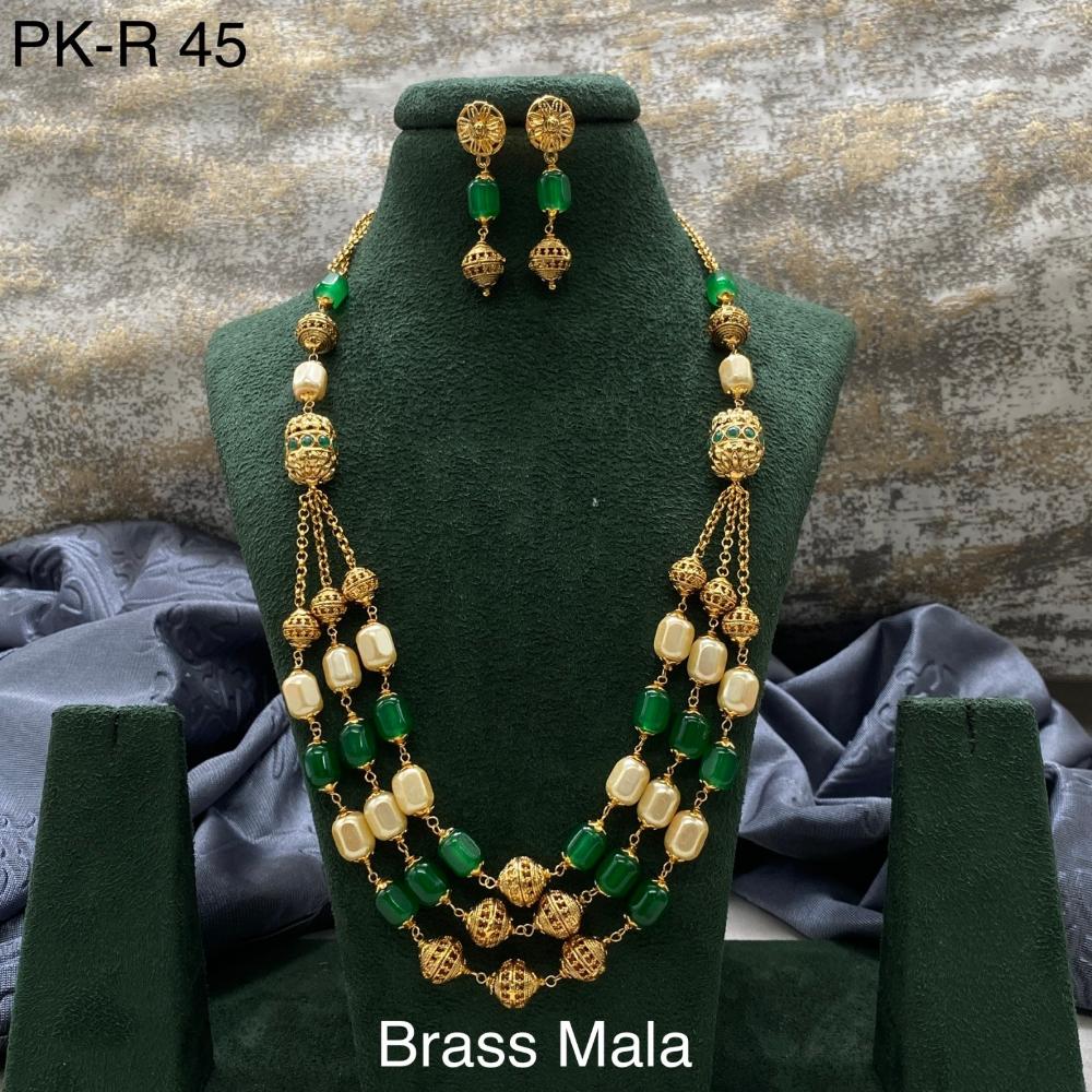 Amoliya Jewels Brass Plated Beads Necklace Set