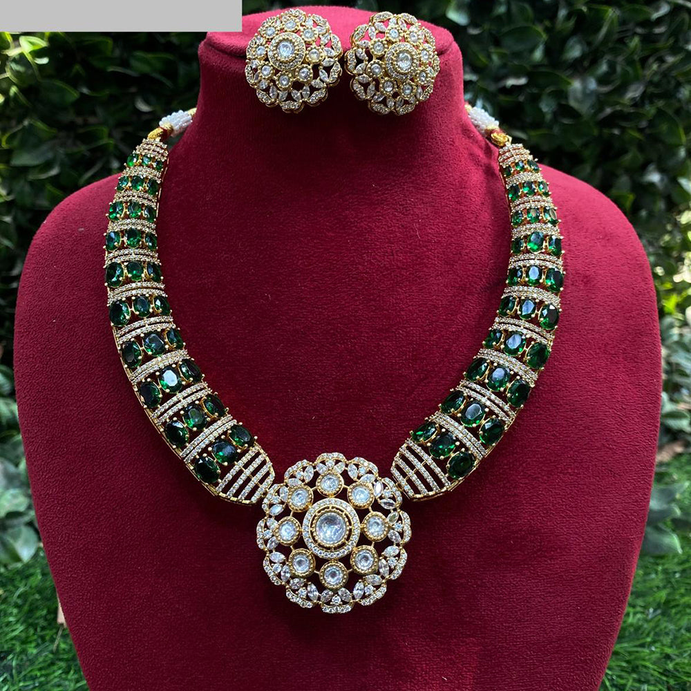 Amoliya Jewels Gold Plated Polki Kundan Stone Necklace Set