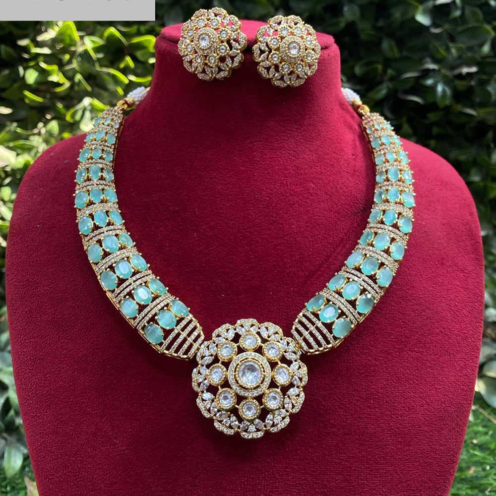 Amoliya Jewels Gold Plated Polki Kundan Stone Necklace Set