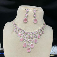 Amoliya Jewels Gold Plated American Dimond Necklace Set