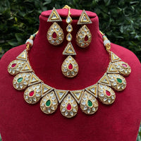 Amoliya Jewels Gold Plated Polki Kundan Stone Necklace Set