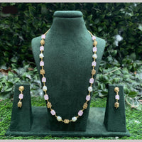 Amoliya Jewels Gold Plated Mother Of Pearls And Beads Necklace Set
