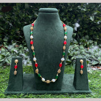 Amoliya Jewels Gold Plated Mother Of Pearls And Beads Necklace Set