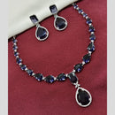 Amoliya Jewels Silver Plated American Diamond Necklace Set