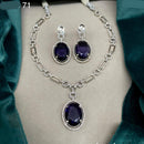 Amoliya Jewels Silver Plated American Diamond Necklace Set