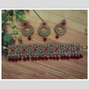 Amoliya Jewels Gold Plated Crystal Stone And Beads Choker Necklace Set