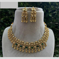 Amoliya Jewels Gold Plated  Pota Stone  Necklace Set