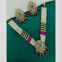 Amoliya Jewels 2 Tone Plated Poki Kundan And Beads Necklace Set