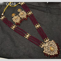 Amoliya Jewels Gold Plated Polki Kundan And Beads Long Necklace Set