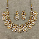 Amoliya Jewels Gold Plated White Color Traditional Polki Kundan Necklace Set