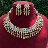 Amoliya Jewels Gold Plated Traditional Polki Kundan And Pearl Necklace Set