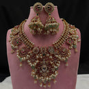 Amoliya Jewels Gold Plated Elegant Pota Stone And Beads Necklace Set