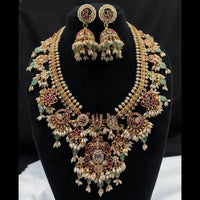 Amoliya Jewels Gold Plated Elegant Pota Stone And Beads Necklace Set