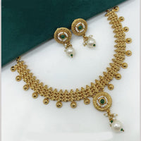 Amoliya Jewels Gold Plated Pota Stone And Beads Necklace Set
