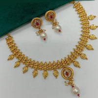 Amoliya Jewels Gold Plated Pota Stone And Beads Necklace Set