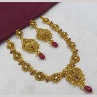 Amoliya Jewels Gold Plated Pota Stone And Beads Necklace Set