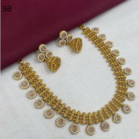 Amoliya Jewels Gold Plated Pota Stone And Pearl Necklace Set