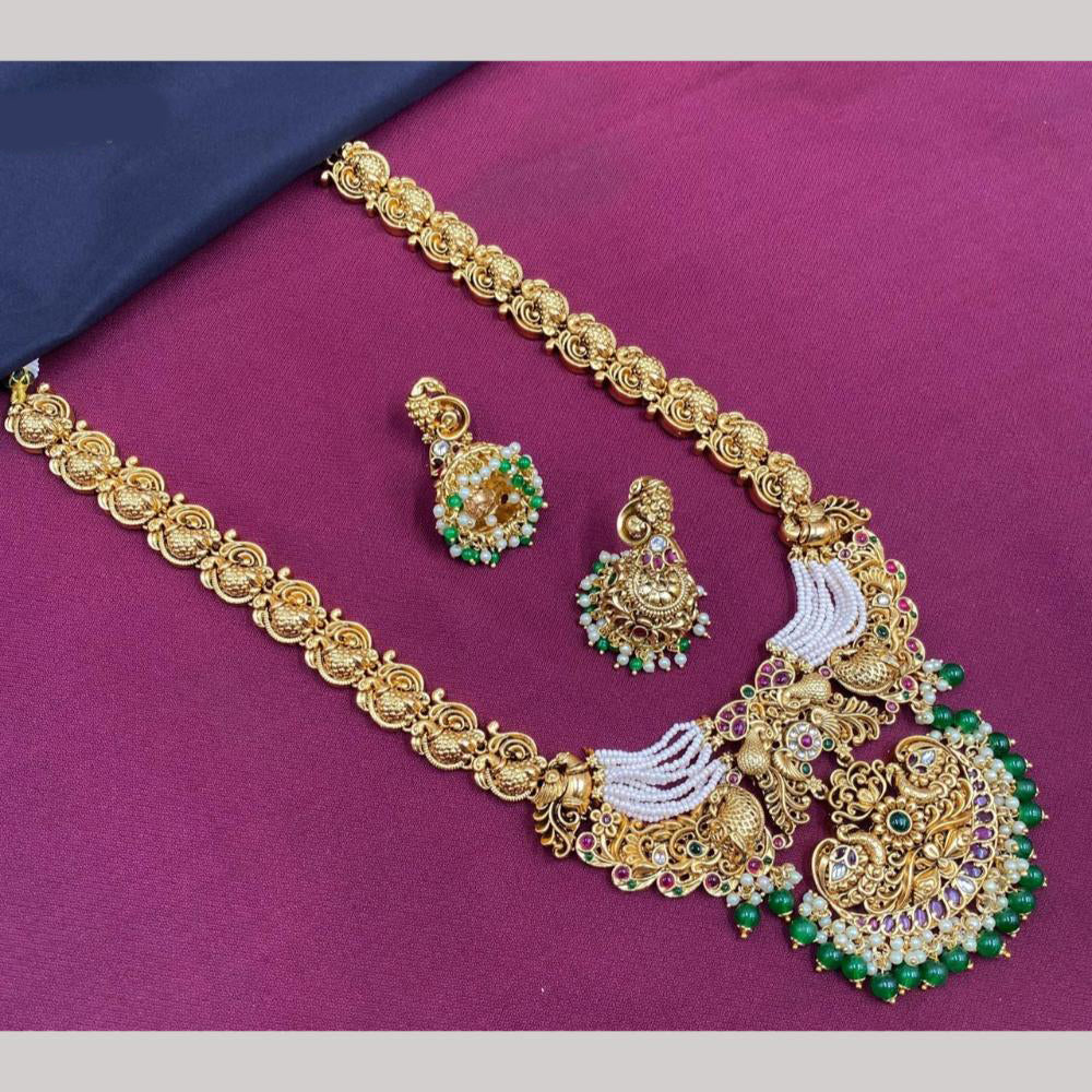 Amoliya Jewels Gold Plated Elegant Pota Stone And Beads Necklace Set