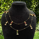 Amoliya Jewels Traditional Gold-Plated Pota And Pearl Double Layer Necklace
