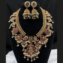 Amoliya Jewels Traditional Gold-Plated Pota Stone And Beads Necklace Set