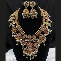 Amoliya Jewels Traditional Gold-Plated Pota Stone And Beads Necklace Set