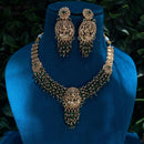 Amoliya Jewels Traditional Gold-Plated Pota And Pearl Temple Necklace Set