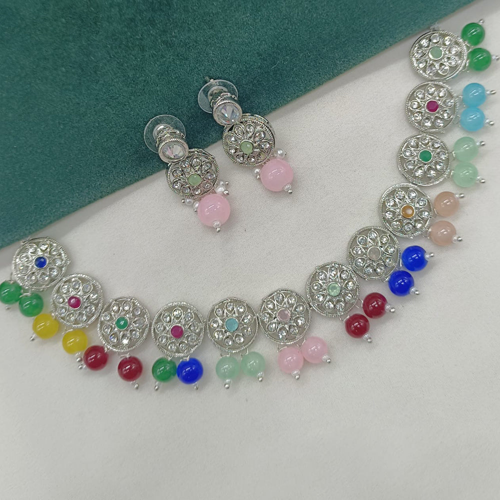 Amoliya Jewels Elegant Silver-Plated Crystal & Pearl Timeless Grace for Every Occasion Necklace Set