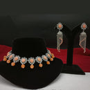 Amoliya Jewels Silver-Plated Crystal And Pearl A Touch of Elegance for Every Occasion Choker Necklace Set