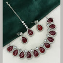 Amoliya Jewels Stunning Silver-Plated Kundan Necklace Set