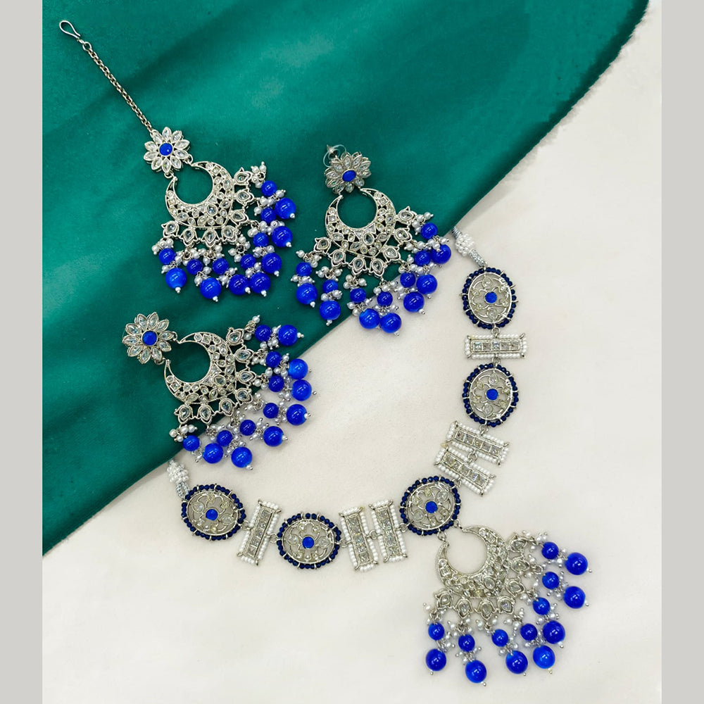 Amoliya Jewels Silver-Plated Crystal And Pearl A Touch of Elegance for Every Occasion Necklace Set