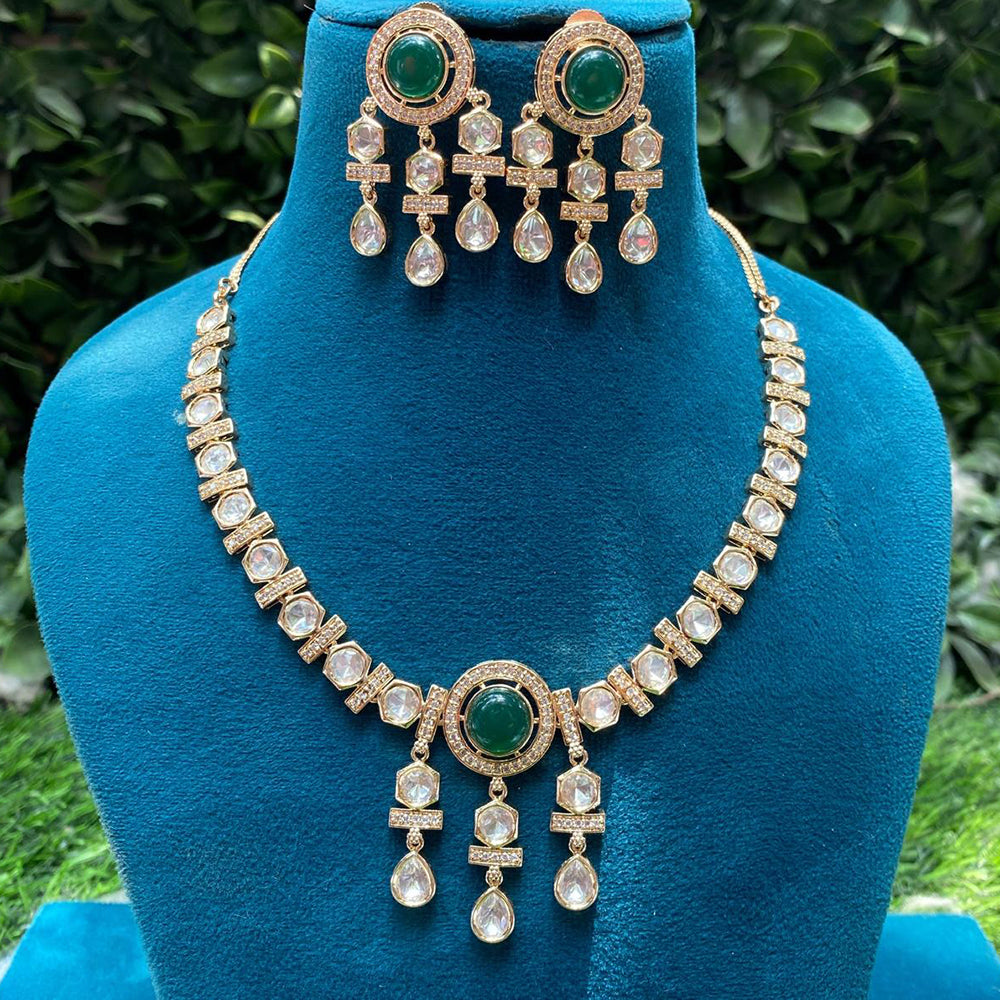 Amoliya Jewels Gold Plated Polki Kundan Timeless Wedding Collection Necklace Set