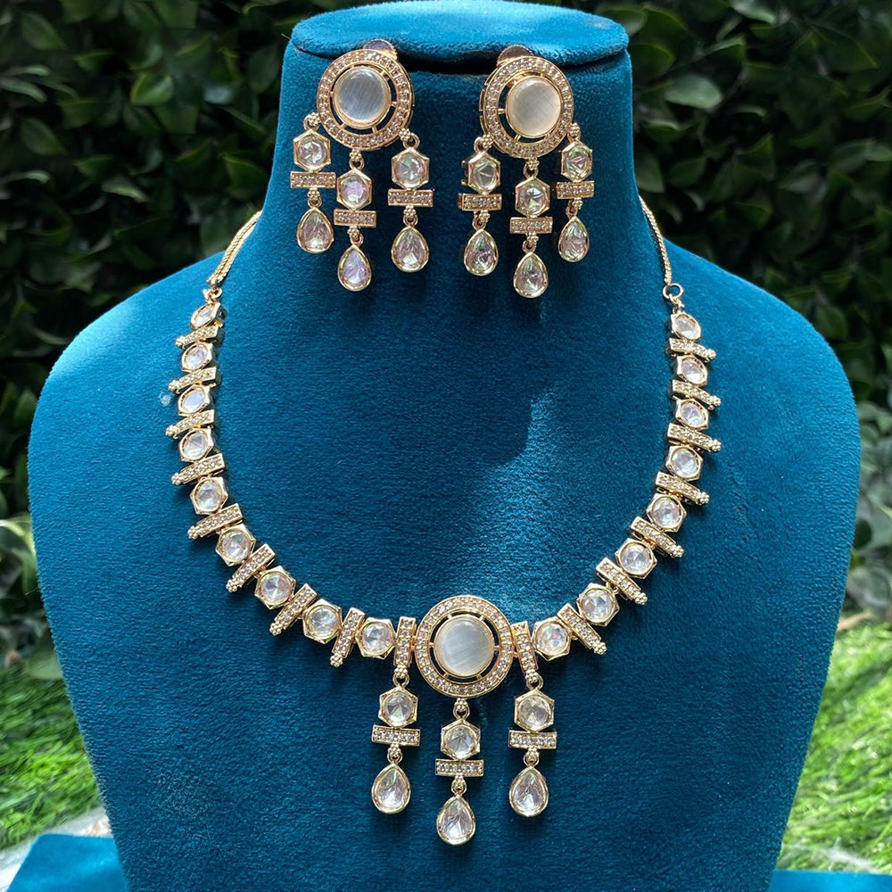 Amoliya Jewels Gold Plated Polki Kundan Timeless Wedding Collection Necklace Set