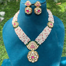 Amoliya Jewels Luxurious Gold-Plated Kundan & Pearl Necklace Set