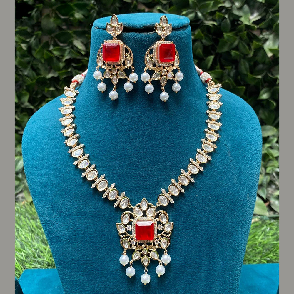 Amoliya Jewels Gold Plated Polki Kundan Timeless Wedding Collection Necklace Set