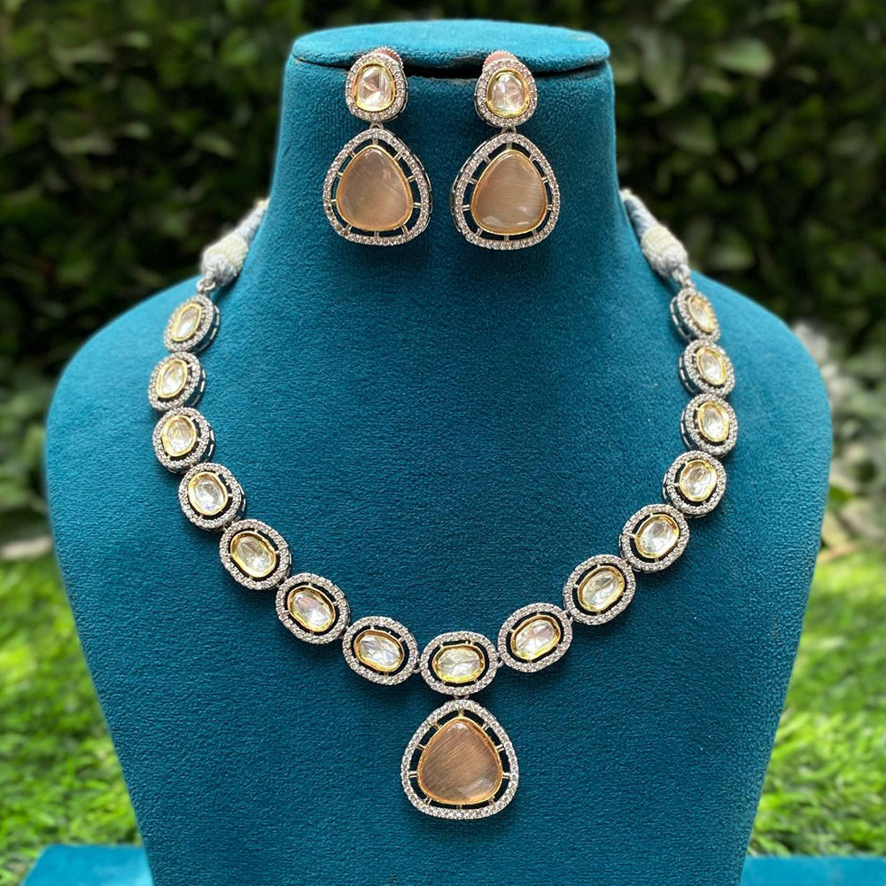 Amoliya Jewels 2 Tone Plated  Kundan Timeless Wedding Collection Necklace Set