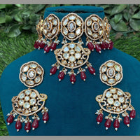 Amoliya Jewels Gold Plated Polki Kundan And Beads Timeless Wedding Collection Choker Necklace Set