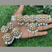 Amoliya Jewels Gold Plated Polki Kundan And Beads Timeless Wedding Collection Choker Necklace Set
