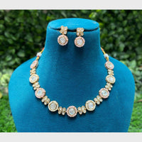 Amoliya Jewels Traditional Gold Plated Polki Kundan And Pearl Necklace Set