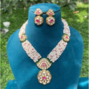 Amoliya Jewels Traditional Gold Plated Polki Kundan And Pearl Necklace Set