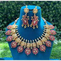 Amoliya Gold Plated Designer Pota Necklace Set