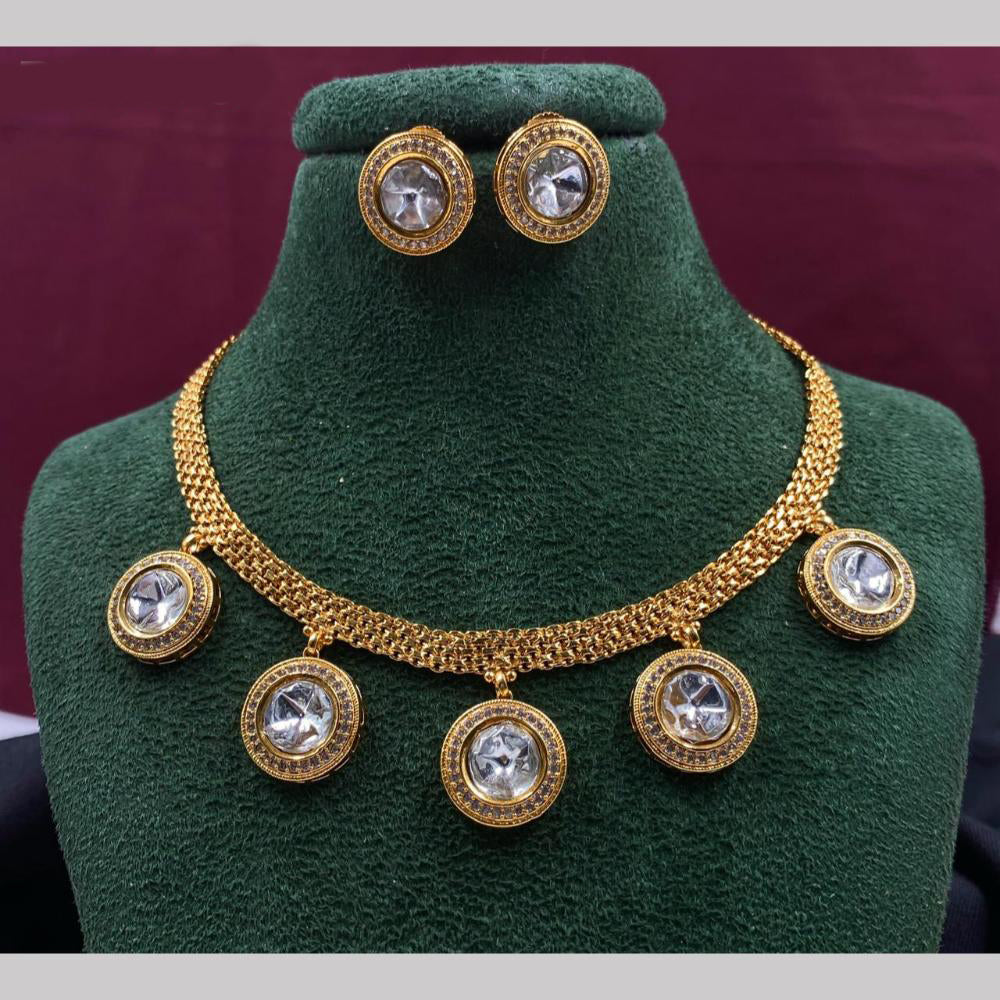 Amoliya Jewels Elegant Gold-Plated Crystal Necklace Set
