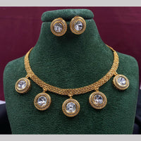 Amoliya Jewels Elegant Gold-Plated Crystal Necklace Set