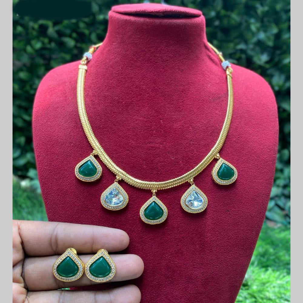 Amoliya Jewels Elegant Gold-Plated Crystal Necklace Set