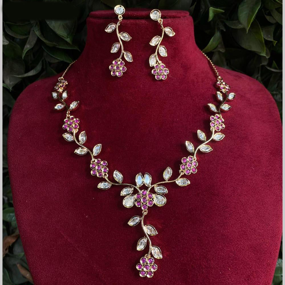 Amoliya Jewels Gold Plated Polki Kundan Timeless Wedding Collection Necklace Set