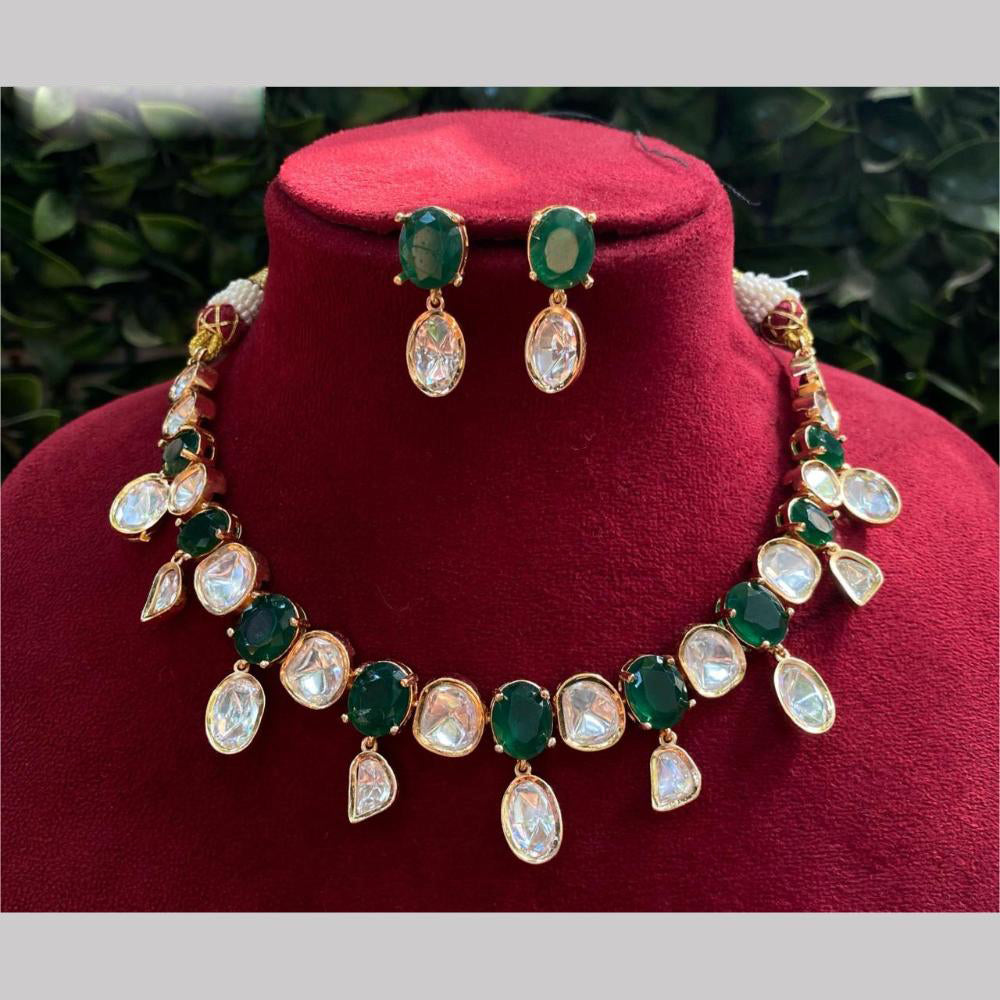 Amoliya Jewels Gold Plated Polki Kundan Timeless Wedding Collection Necklace Set