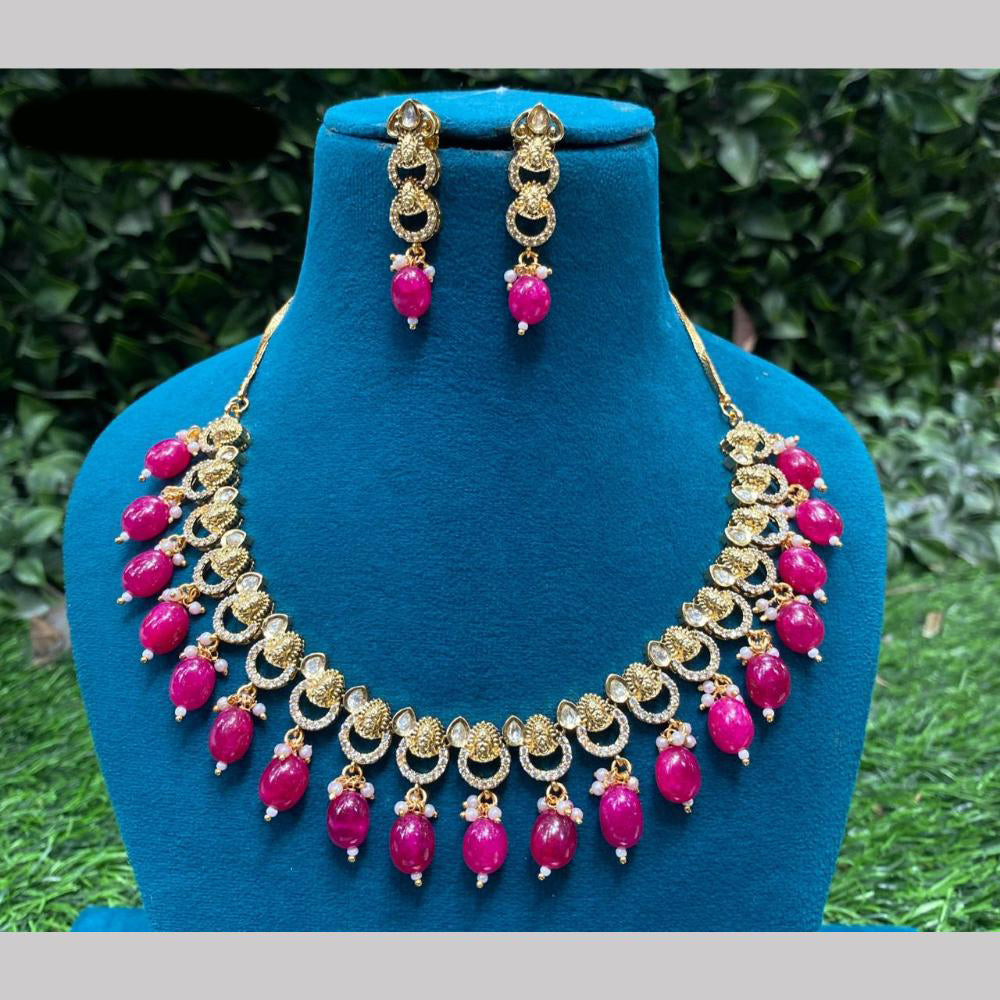 Amoliya Jewels Gold Plated Polki Kundan Timeless Wedding Collection Necklace Set